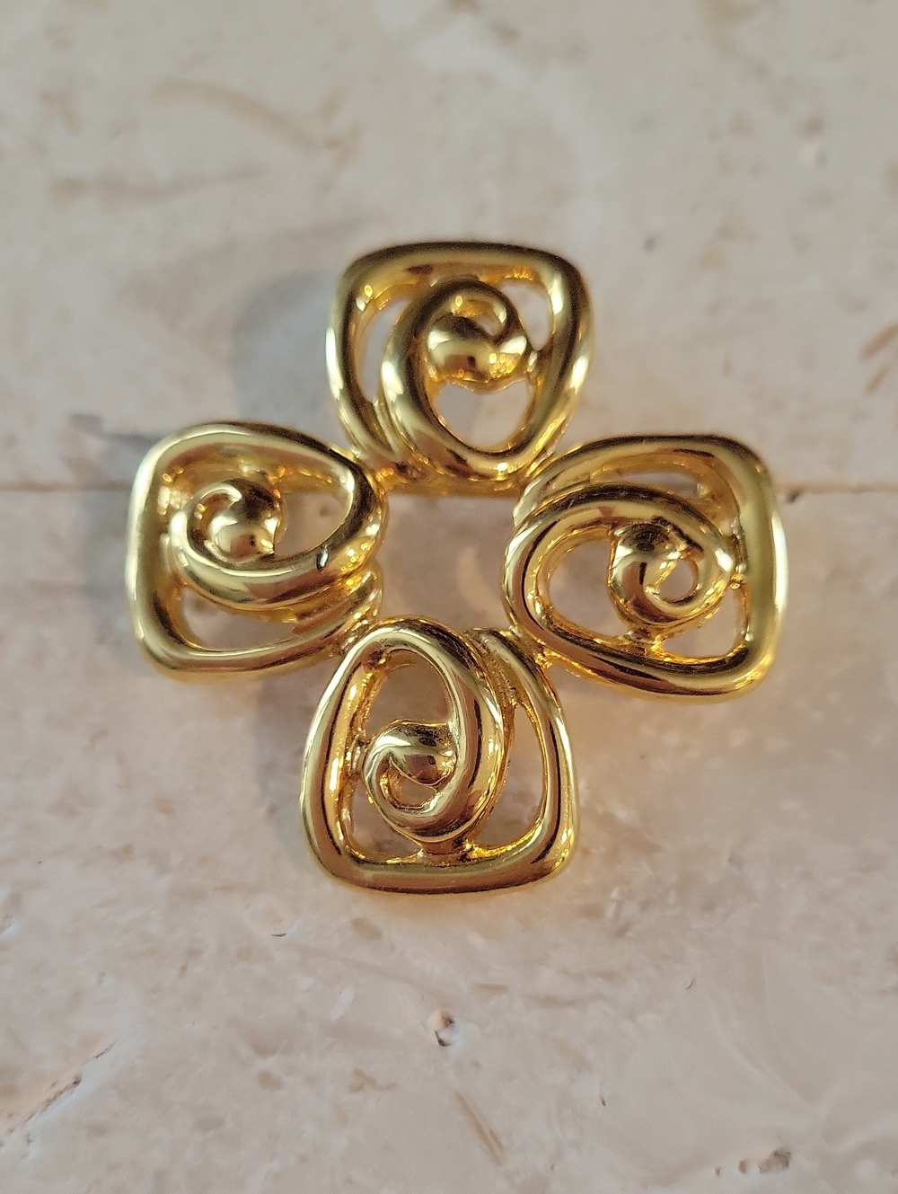 Anne Klein Gold-Tone Spiral Flower Brooch